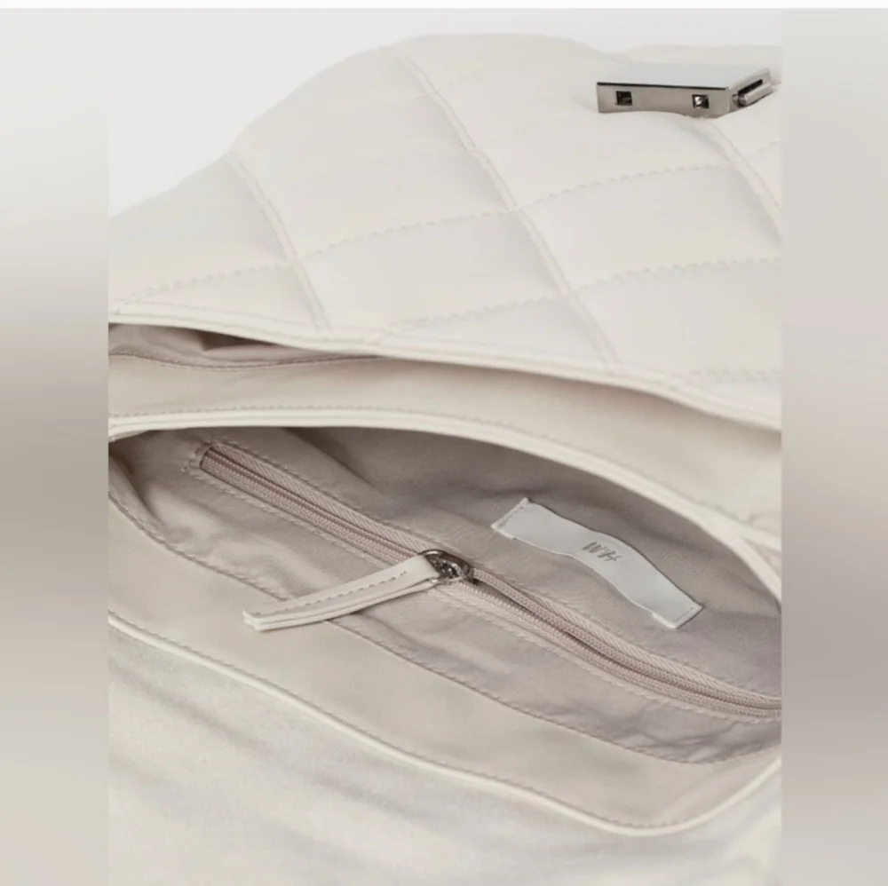 H&M Quilted Shoulder Bag Woman Beich - Picture 3 of 5